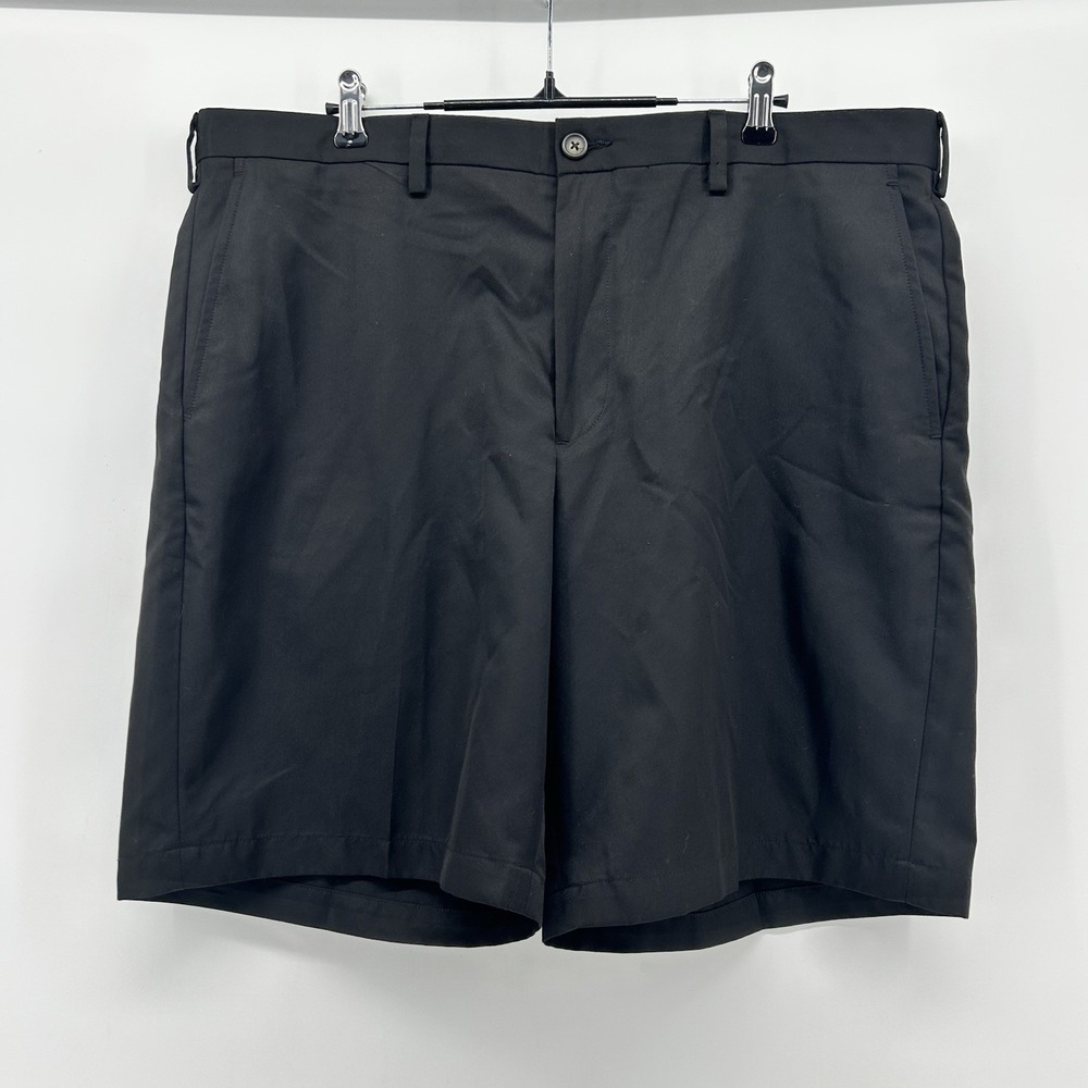 Eddie Bauer Performance Chino Shorts Mens 38 Black Flat Front Stretch Travel